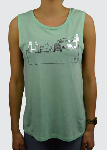  LA Muscle Tank, Silver on Mint 