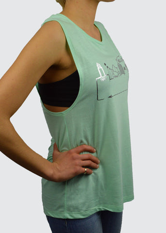 LA Muscle Tank, Silver on Mint