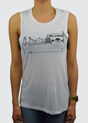  LA Muscle Tank, Black on White 